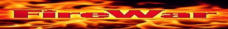 FireWar logo with flames background